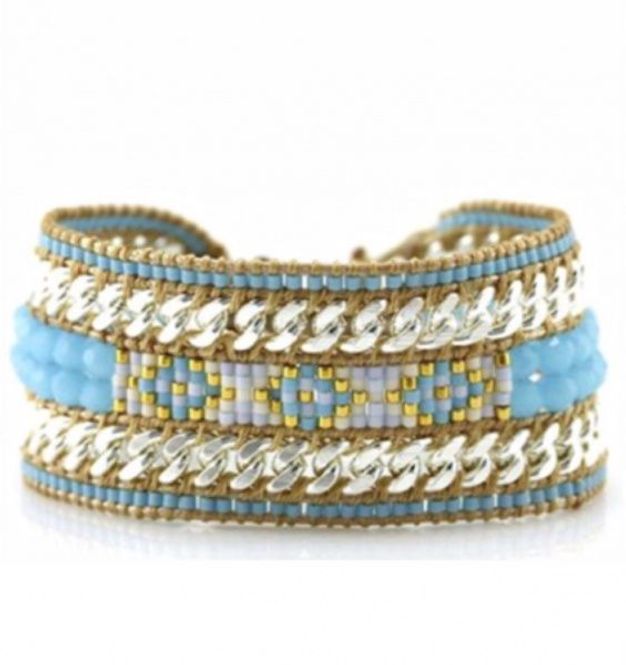 Hovedbilde Armbånd med glassperler turkis 