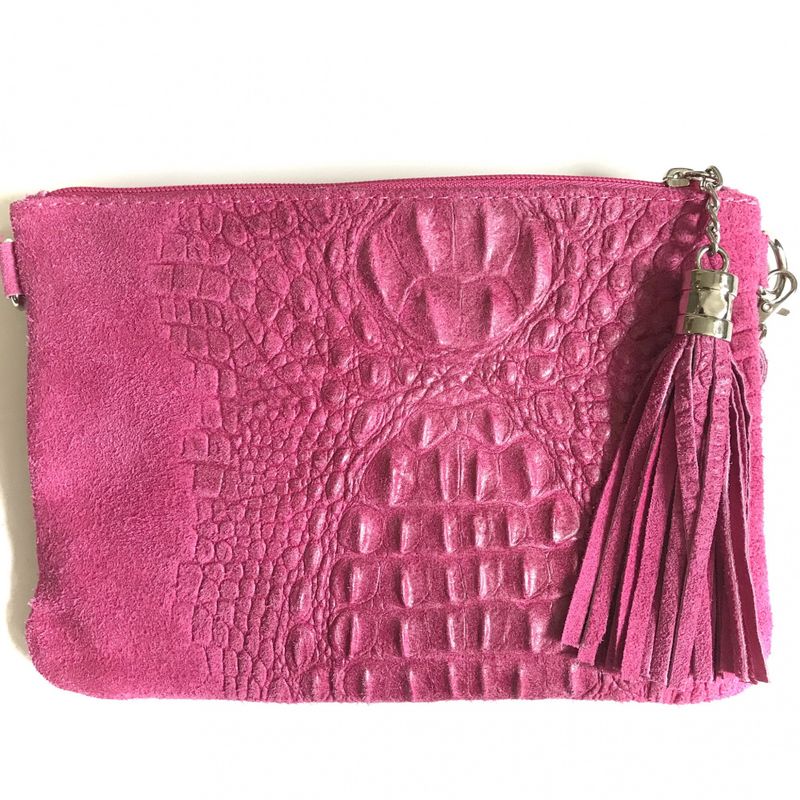 Croco clutch rosa